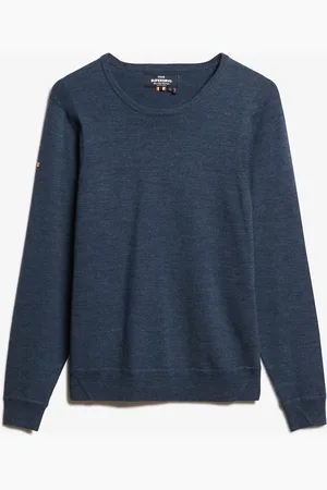 Superdry Merino Crew Jumper Tops T-shirts Long-sleeved Navy