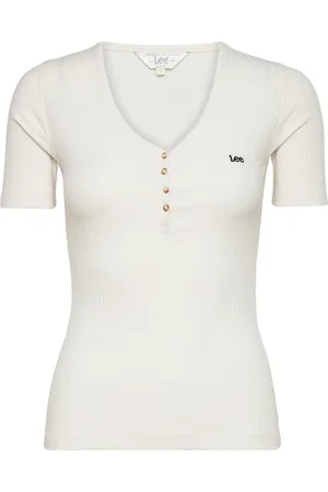 Lee Ss Henley Tops T-shirts & Tops Short-sleeved White
