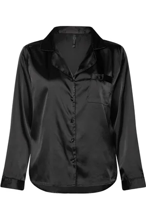 Hunkemöller Satin Long-Sleeved Jacket Toppi Black
