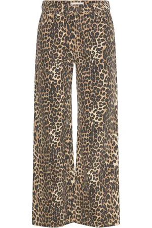 MANGO High-Waisted Straight-Fit Jeans With Leopard Print Bottoms Jeans Straight-regular Brown