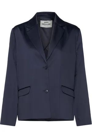 Mads Norgaard Heavy Satin Helga Jacket Blazers Single Breasted Blazers Navy