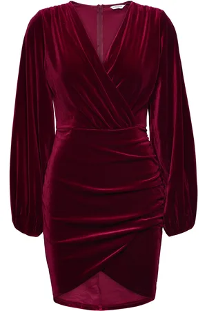 BUBBLEROOM Leija Velvet Dress Dresses Evening Dresses Burgundy