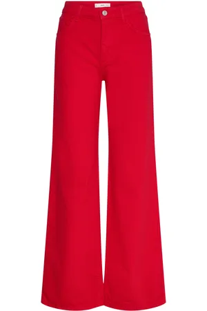 MANGO High Waist Straight Jeans Bottoms Jeans Straight-regular Red