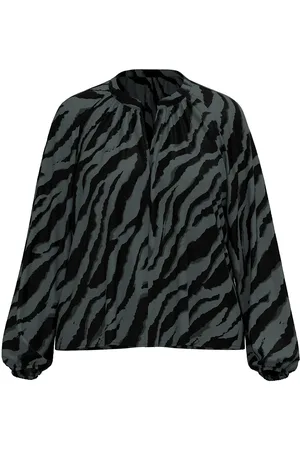 ONLY Carzorra L/S O-Neck Split Top Wvn Tops Blouses Long-sleeved Black
