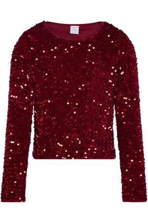 Lindex Top Velvet And Sequins Tops T-shirts Long-sleeved T-shirts Red