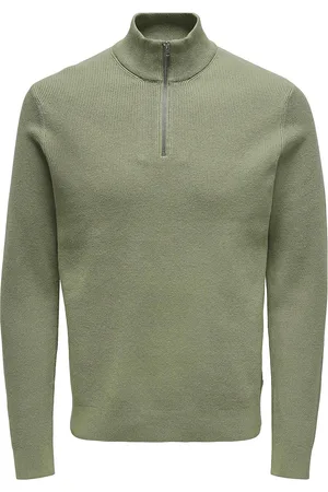 Only & Sons Onsphil Reg 12 Struc Half Zip Knit Noos Tops Knitwear Half Zip Jumpers Green