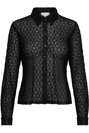 My Essential Wardrobe Violamw Lace Shirt Tops Shirts Long-sleeved Black