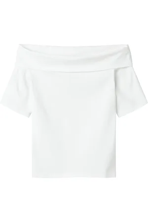 LMTD Nlfrova 2/4 Off Shoulder Short Top Tops T-shirts Short-sleeved White