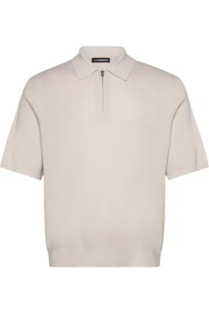 J Lindeberg Tyler Quarter Zip Knit Polo Tops Polos Short-sleeved Beige