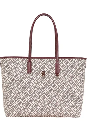 Tommy Hilfiger Th Monoplay Leather Tote Shopper Laukku Burgundy