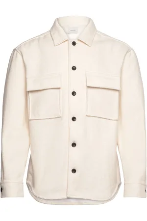 Calvin Klein Boucle Heavyweight Overshirt Tops Overshirts Cream