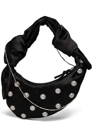STINE GOYA Crystal Studs Knotted Satchel Micro Bags Top Handle Bags Black