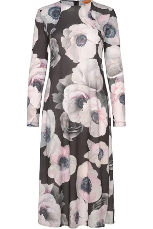 STINE GOYA Crewneck Long Sleeve Midi Dress, 22 Designers Knee-length & Midi Multi/patterned