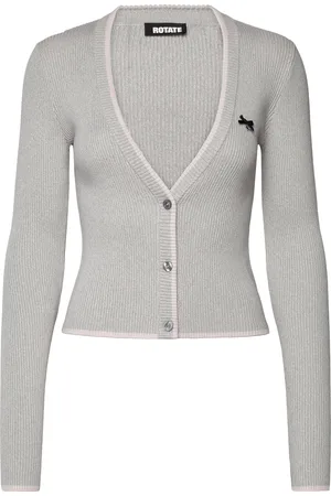 ROTATE Fine Rib Cardigan Designers Knitwear Cardigans Blue