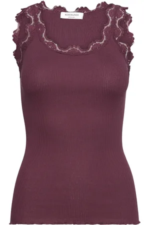Rosemunde Rwbabette Sl U-Neck Long Lace Top Tops T-shirts & Tops Sleeveless Burgundy