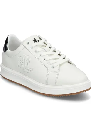 Ralph Lauren Ainsley Smooth & Crinkle Leather Sneaker Matalavartiset Sneakerit Tennarit White