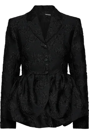 ROTATE Jacquard Draped Blazer Blazers Single Breasted Blazers Black