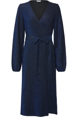 BUBBLEROOM Sparkling Midi Wrap Dress Polvipituinen Mekko Navy