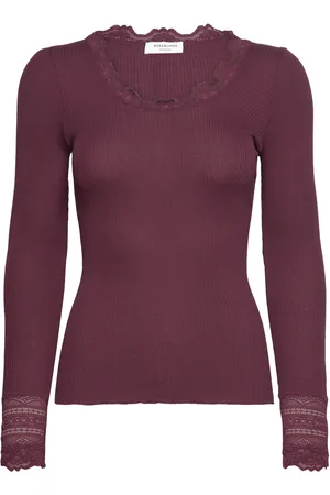Rosemunde Rwbenita Ls O-Neck Lace T-Shirt Tops T-shirts & Tops Long-sleeved Burgundy