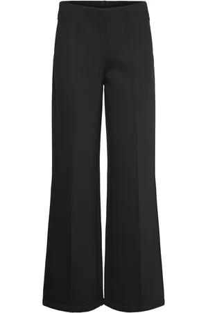 Calvin Klein Viscose Bonded Tailored Pant Bottoms Trousers Wide Leg Black