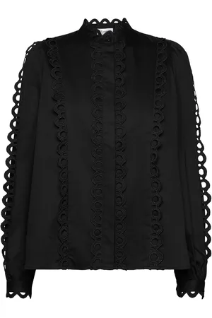 Levete Room Lr-Isla Solid Tops Blouses Long-sleeved Black