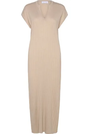 Davida Cashmere Fine Knit Cap Sleeve Dress Maksimekko Juhlamekko Cream