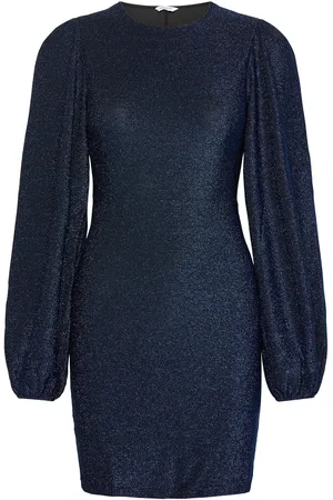 BUBBLEROOM Puff Sleeve Sparkling Dress Lyhyt Mekko Navy