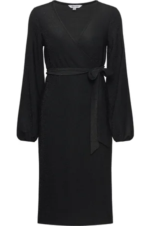 BUBBLEROOM Sparkling Midi Wrap Dress Polvipituinen Mekko Black