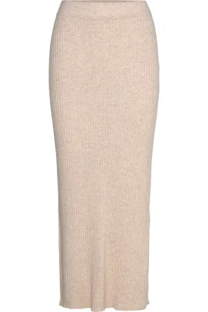 Davida Cashmere Rib Skirt Pitkä Hame Cream