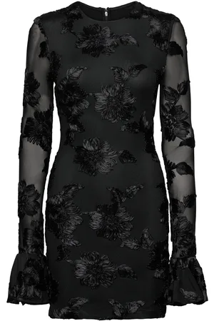 ROTATE Flower Mesh Mini Dress Designers Short Dress Black