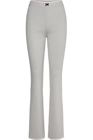ROTATE Fine Rib Flared Pants Designers Trousers Flared Blue