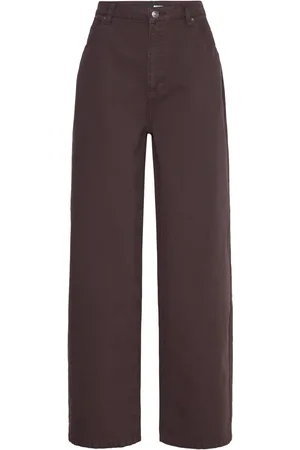 ROTATE Heavy Woven Wide Pants Designers Trousers Wide Leg Brown