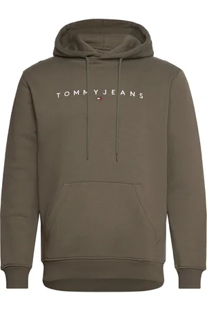 Tommy Hilfiger Tjm Reg Linear Logo Hoodie Ext Tops Sweat-shirts & Hoodies Hoodies Khaki Green