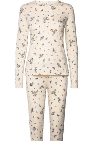 Lindex Henley Pyjama Aop Pyjama Cream