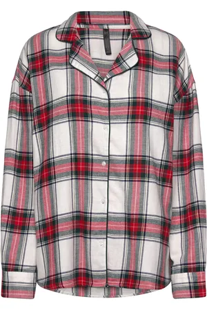 Hunkemöller Twill Long-Sleeved Pyjama Top Toppi Red