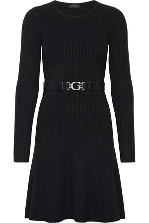 Guess Ls Rib Pleated Paige Swtr Drs Lyhyt Mekko Black