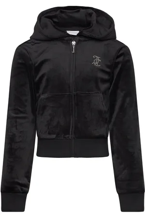 Juicy Couture Jc Diamante Zip Thru Hood Tops Sweat-shirts & Hoodies Hoodies Black