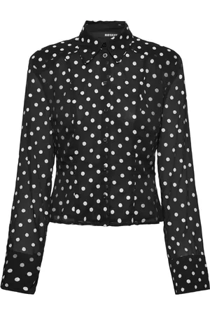 ROTATE Chiffon Fitted Shirt Designers Shirts Long-sleeved Black