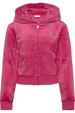 Juicy Couture Jc Diamante Zip Thru Hood Tops Sweat-shirts & Hoodies Hoodies Pink
