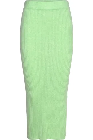 Davida Cashmere Rib Skirt Pitkä Hame Green
