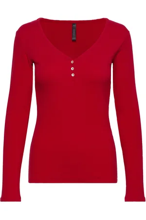 Hunkemöller Long-Sleeved Pyjama Top Toppi Red