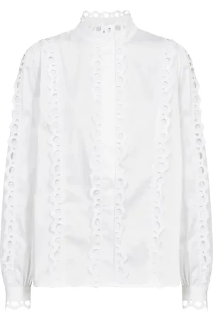 Levete Room Lr-Isla Solid Tops Blouses Long-sleeved White