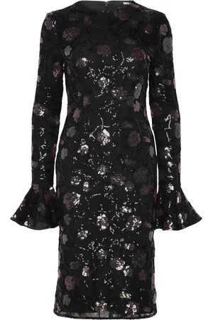 ROTATE Lace Fitted Midi Dress Designers Knee-length & Midi Black