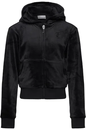 Juicy Couture Tonal Zip Through Hoodie Tops Sweat-shirts & Hoodies Hoodies Black