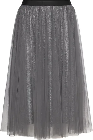 Coster Copenhagen Skirt With Plisse And Glitter Skirts Knee-length & Midi Skirts Silver
