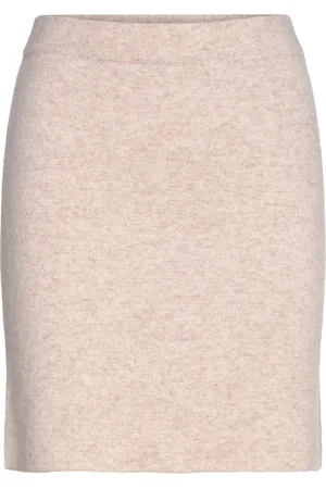 Davida Cashmere A-Line Mini Skirt Skirts Short Skirts Beige