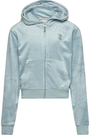 Juicy Couture Diamante Zip Through Hoodie Tops Sweat-shirts & Hoodies Hoodies Blue