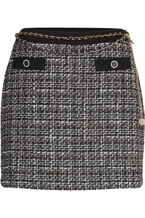 Guess Yvonne Mix Denim Tweed Skirt Skirts Short Skirts Black