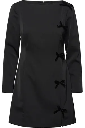 French Connection Fenix Satin Bow Ls Dress Lyhyt Mekko Black