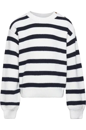 MANGO Knit Striped Sweater Tops Sweat-shirts & Hoodies Sweat-shirts White